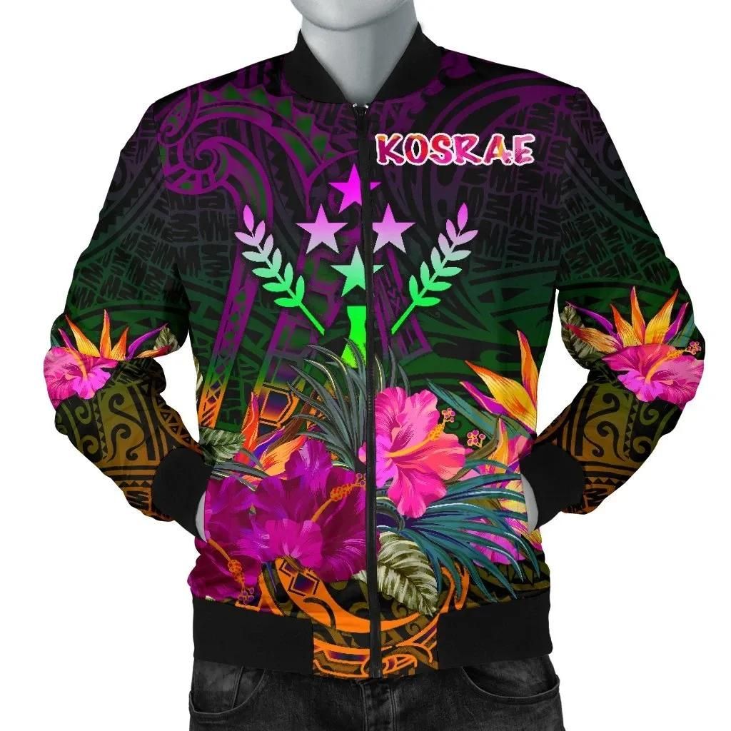 Kosrae Men's Bomber Jacket - Summer Hibiscus - BN15 Bomber Jacket Kosrae Men's Bomber Jacket - Summer Hibiscus - BN15 Bomber Jacket