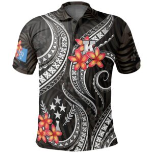 Kosrae Micronesian Polo Shirt - Black Plumeria - BN11
