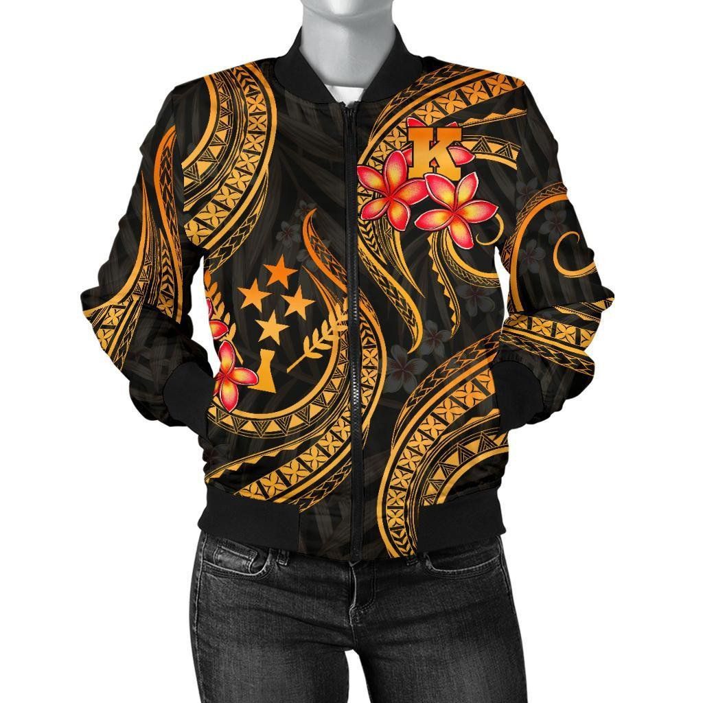 Kosrae-Micronesian-Women-Bomber-Jacket-Gold-Plumeria-BN11-Bomber-Jacket-1