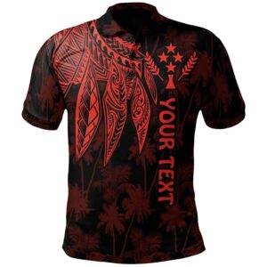 Kosrae Personalised Polo Shirt - Polynesian Wings (Red) - BN15