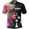 Kosrae Polo Shirt - Hibiscus Polynesian Pattern - BN39