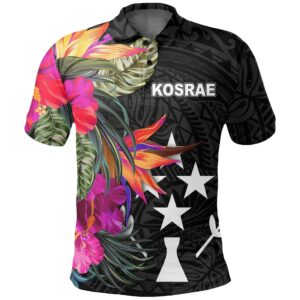 Kosrae Polo Shirt - Hibiscus Polynesian Pattern - BN39