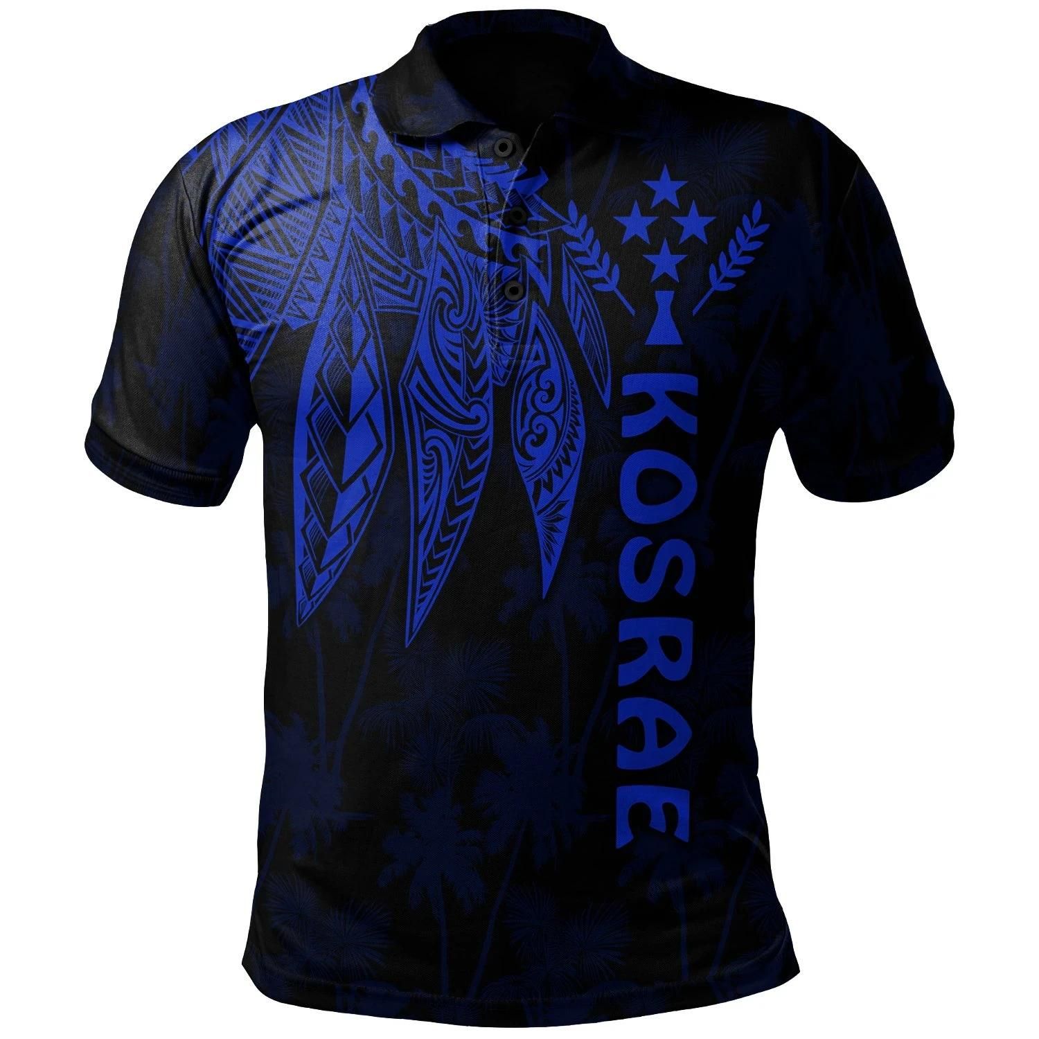 Kosrae Polo Shirt - Polynesian Wings (Blue) - BN15 Kosrae Polo Shirt - Polynesian Wings (Blue) - BN15