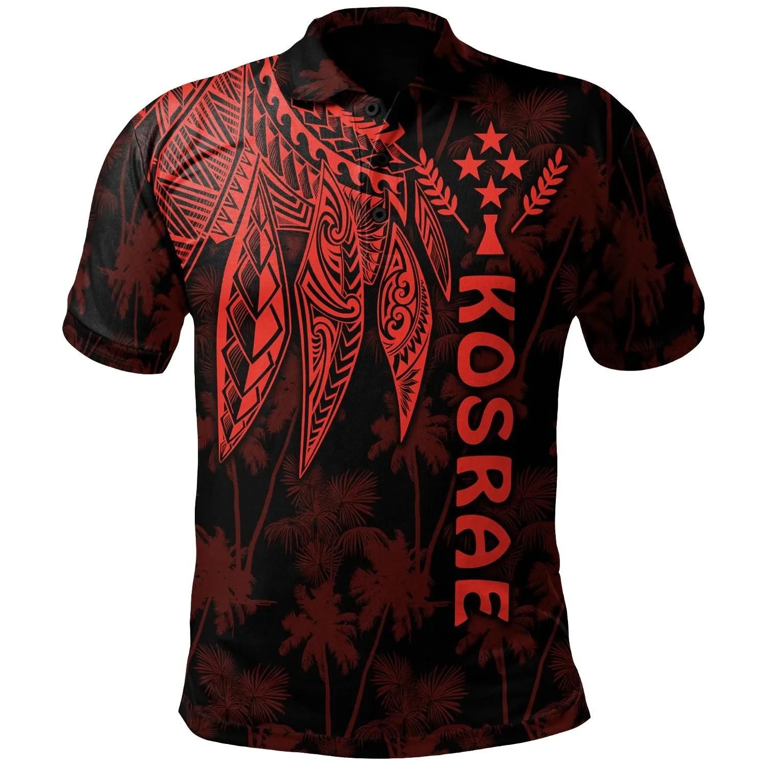 Kosrae Polo Shirt - Polynesian Wings (Red) - BN15 Kosrae Polo Shirt - Polynesian Wings (Red) - BN15