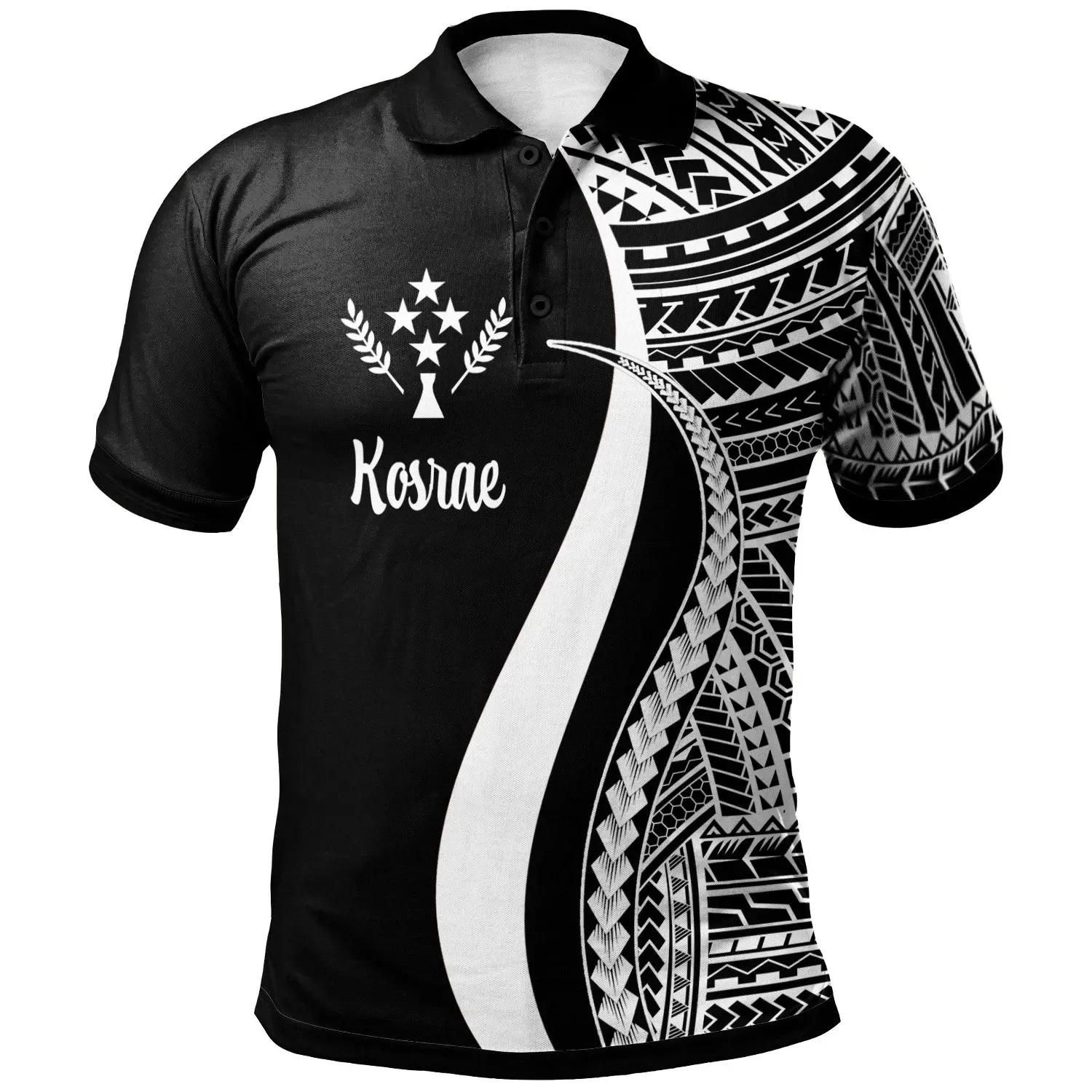 Kosrae Polo Shirt White - Polynesian Tentacle Tribal Pattern - BN11 Kosrae Polo Shirt White - Polynesian Tentacle Tribal Pattern - BN11