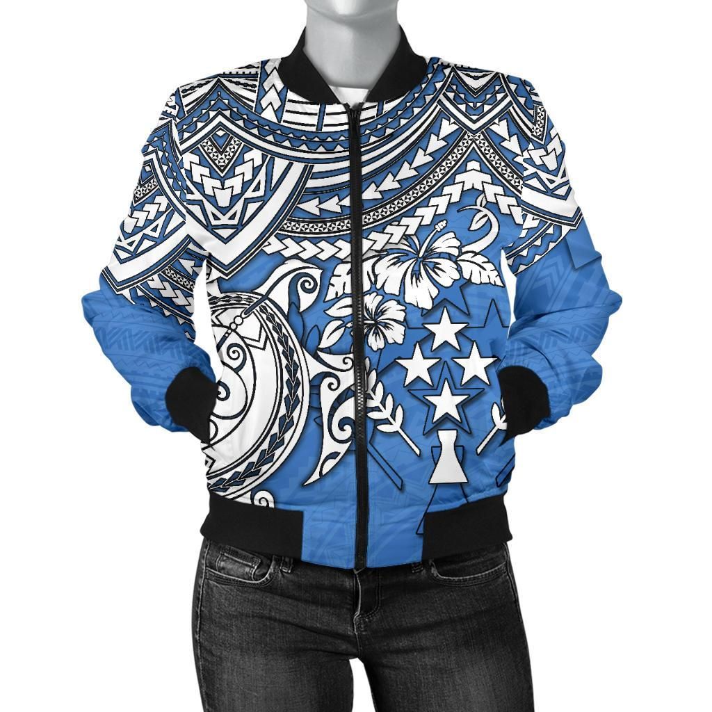 Kosrae Polynesian Bomber Jacket (Women) - Polynesian Turtle - BN15 Bomber Jacket Kosrae Polynesian Bomber Jacket (Women) - Polynesian Turtle - BN15 Bomber Jacket