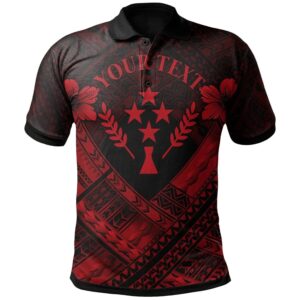 Kosrae Polynesian Custom Personalised Polo Shirts - Kosrae Red Camisole Hibiscus Style - BN18