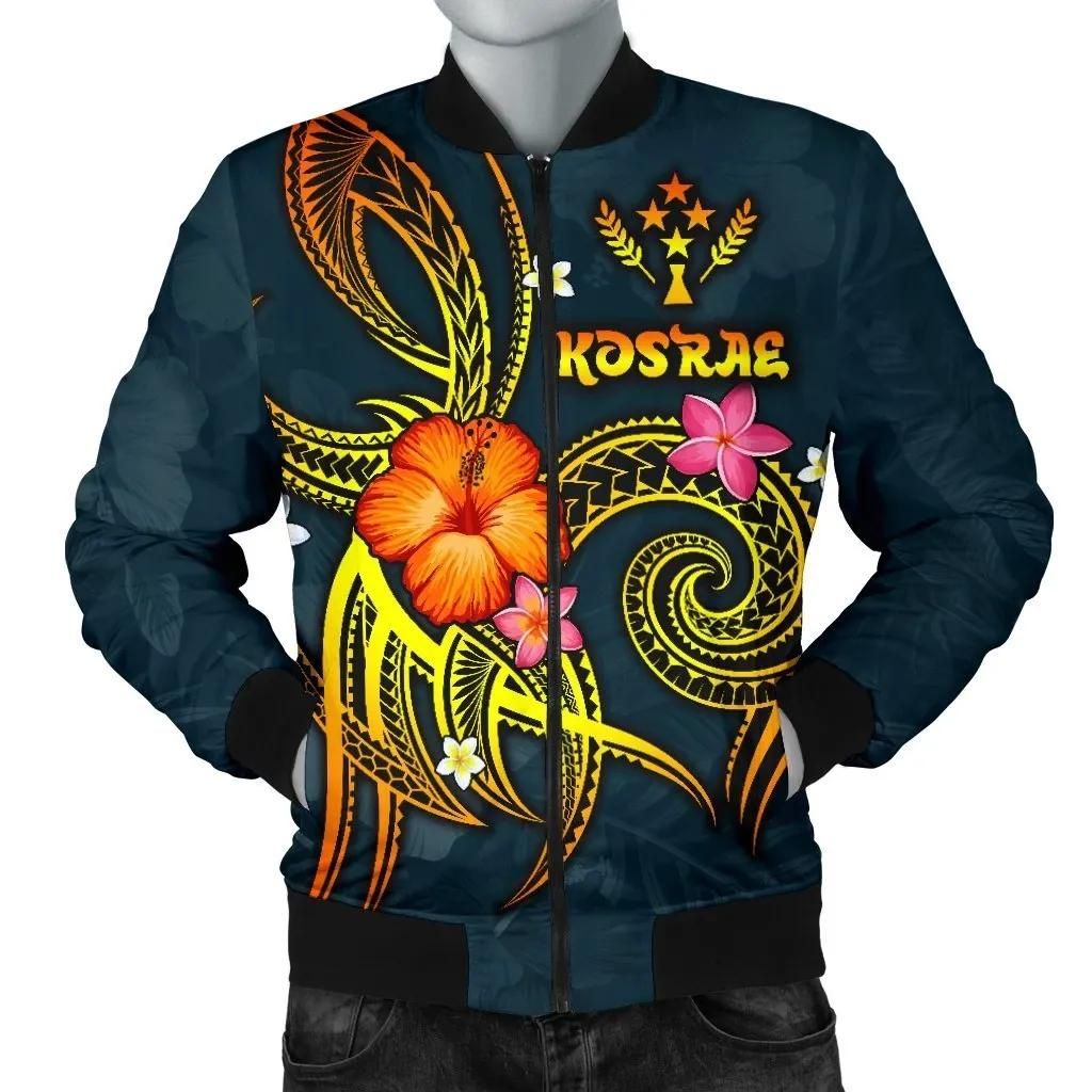 Kosrae Polynesian Men's Bomber Jacket - Legend of Kosrae (Blue) - BN15 Bomber Jacket Kosrae Polynesian Men's Bomber Jacket - Legend of Kosrae (Blue) - BN15 Bomber Jacket
