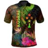 Kosrae Polynesian Polo Shirt -  Hibiscus and Banana Leaves - BN15