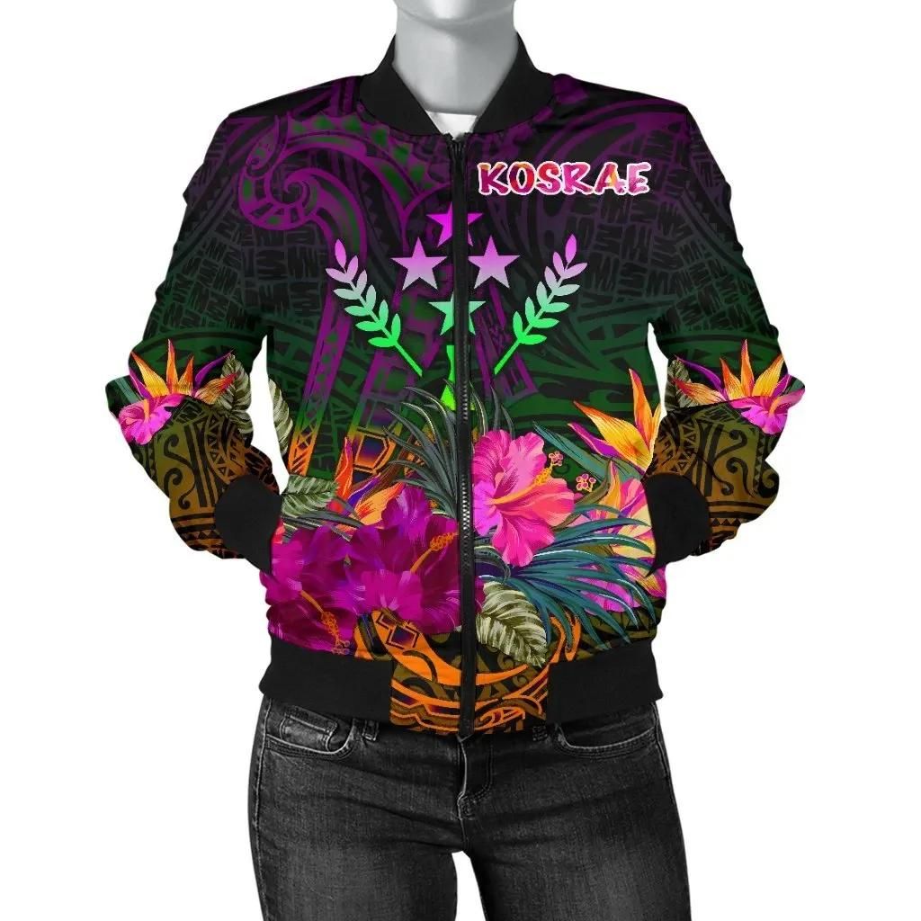 Kosrae Women's Bomber Jacket - Summer Hibiscus - BN15 Bomber Jacket Kosrae Women's Bomber Jacket - Summer Hibiscus - BN15 Bomber Jacket