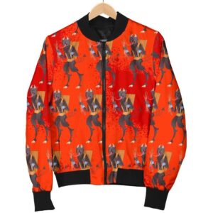 Krampus Pattern Print Women Casual Bomber Jacket
