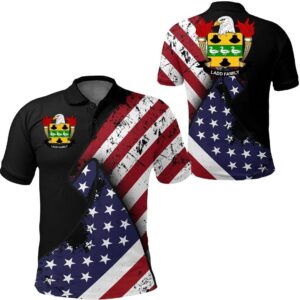 Ladd USA Polo Shirt - Special Grunge Flag - American Family Crest A7