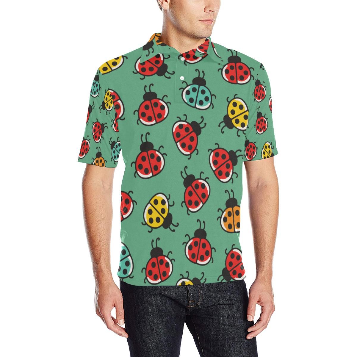 Ladybug Pattern Print Design 02 Men Polo Shirt Ladybug Pattern Print Design 02 Men Polo Shirt