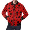 Ladybug Pattern Print Mens Bomber Jacket