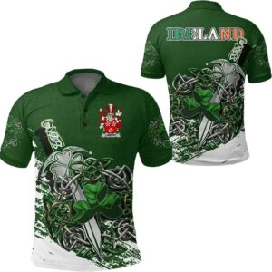 Lambert Ireland Polo Shirt - Celtic Shamrock & Sword - Irish Family Crest A7