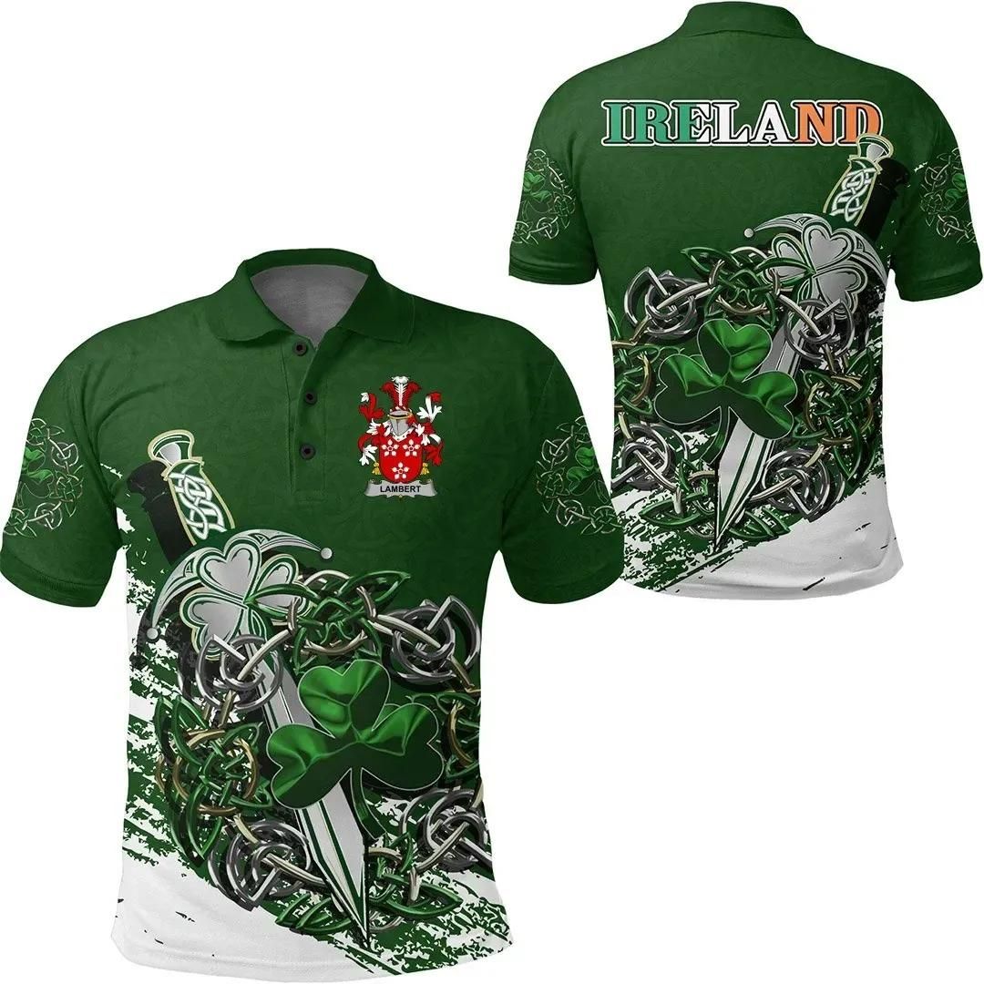 Lambert Ireland Polo Shirt - Celtic Shamrock & Sword - Irish Family Crest A7 Lambert Ireland Polo Shirt - Celtic Shamrock & Sword - Irish Family Crest A7