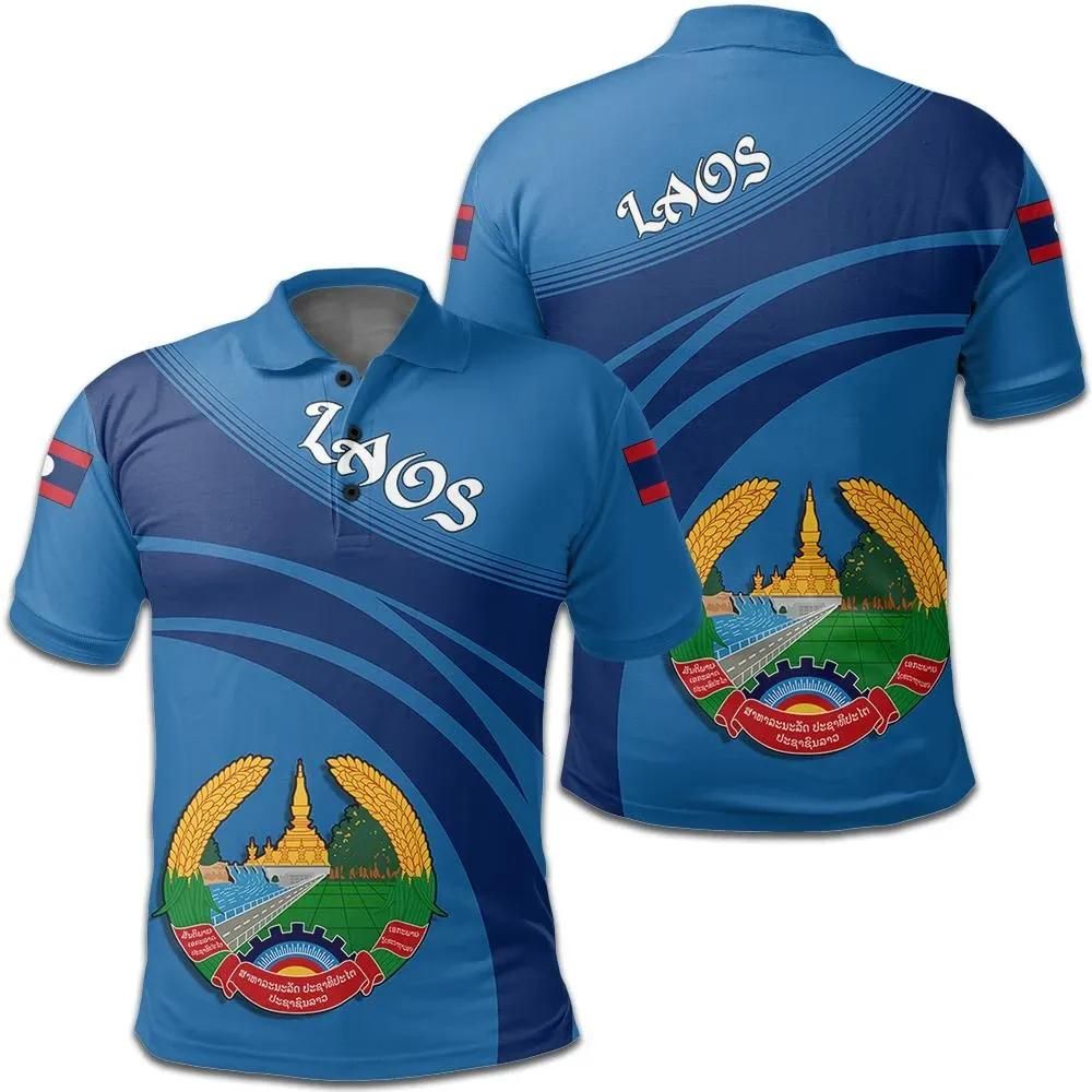 Laos Coat Of Arms Polo Shirt Cricket Style J5W Laos Coat Of Arms Polo Shirt Cricket Style J5W