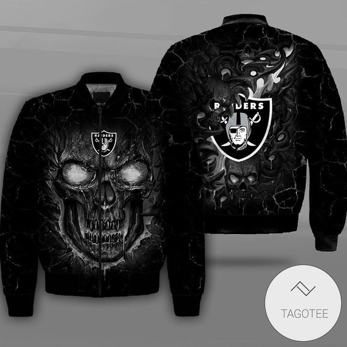 Las Vegas Raiders Lava Skull Full Print Bomber Jacket Las Vegas Raiders Lava Skull Full Print Bomber Jacket