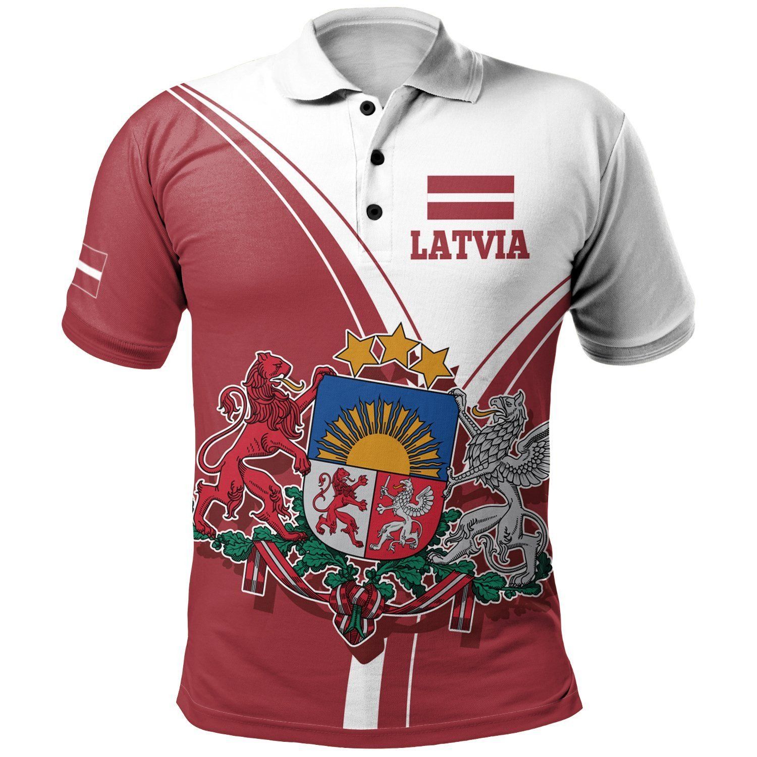 Latvia Polo Shirt - Latvian Pride - BN22 Latvia Polo Shirt - Latvian Pride - BN22