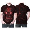 Lava Skull Fireball 3D Printed 3D 3D Graphic Printed Polo Shirt