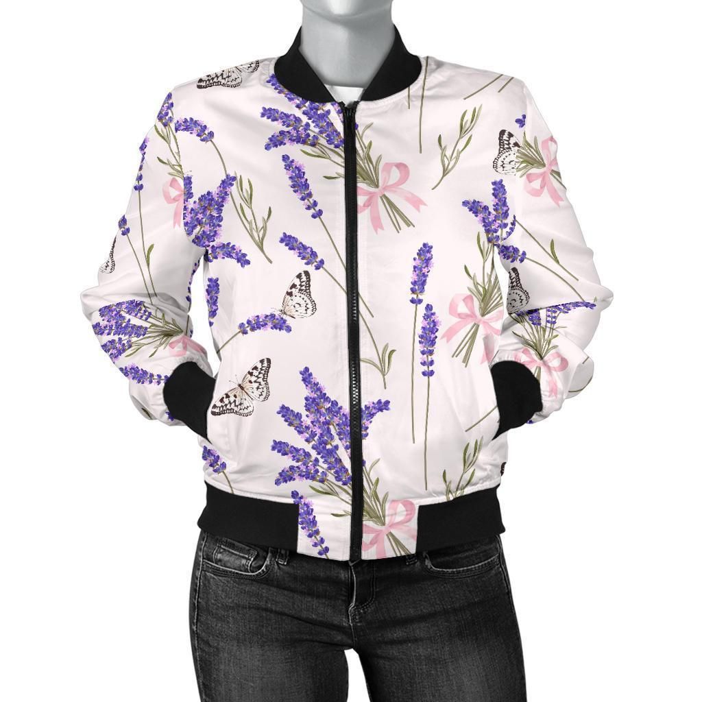 Lavender-Floral-Print-Pattern-Women-Casual-Bomber-Jacket-1