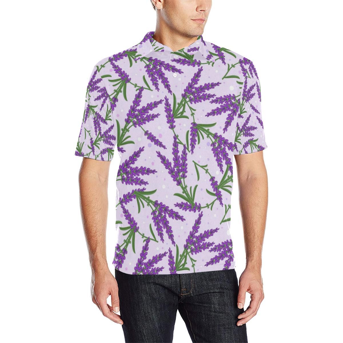 Lavender Pattern Print Design Lv02 Men Polo Shirt Lavender Pattern Print Design Lv02 Men Polo Shirt