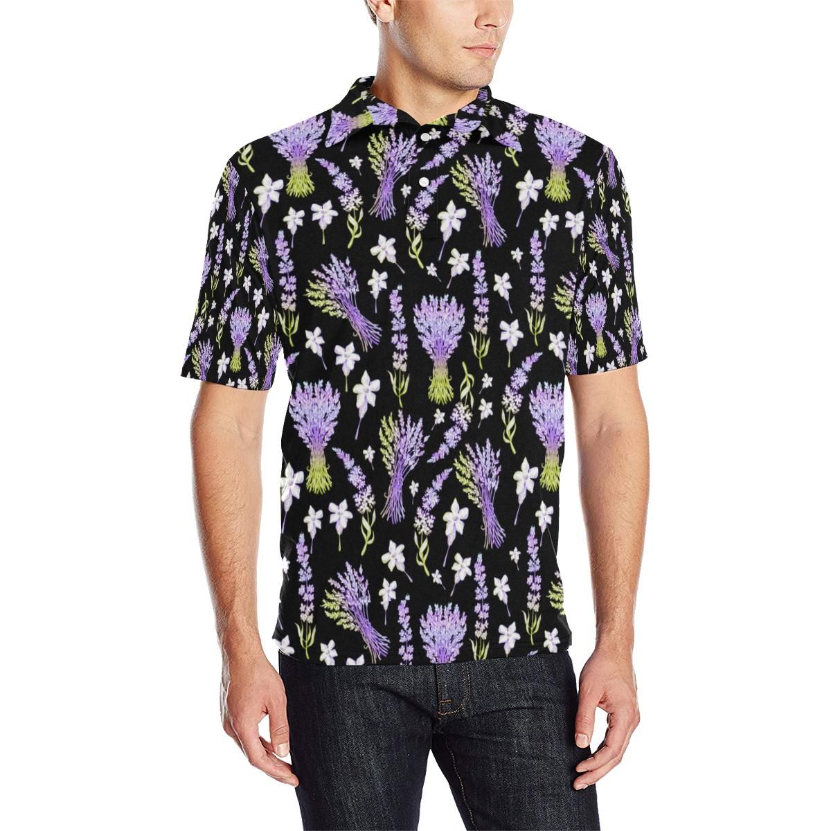 Lavender Pattern Print Design Lv04 Men Polo Shirt Lavender Pattern Print Design Lv04 Men Polo Shirt