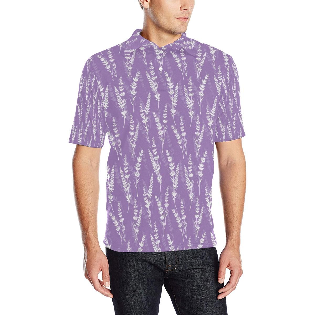 Lavender Pattern Print Design Lv08 Men Polo Shirt Lavender Pattern Print Design Lv08 Men Polo Shirt