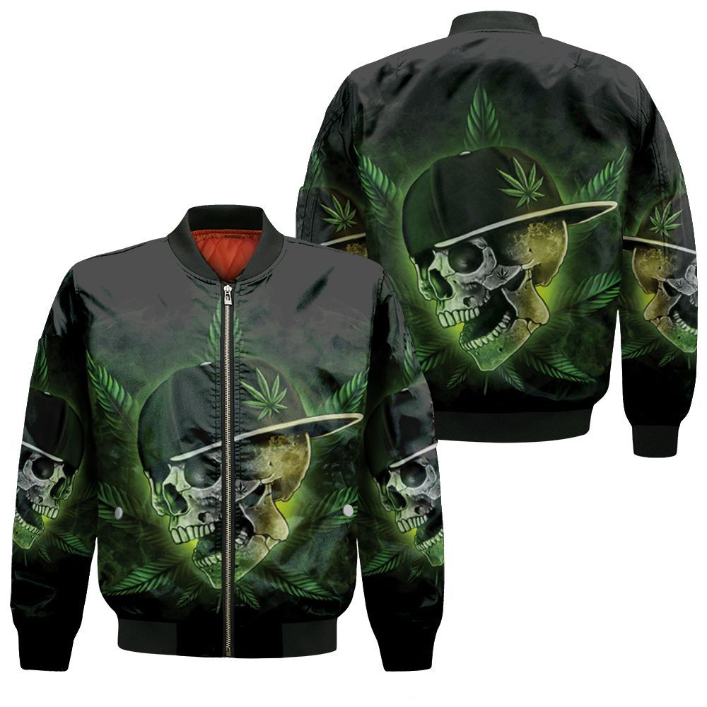 Leaf Green Cool Skull 3D Bomber Jacket Leaf Green Cool Skull 3D Bomber Jacket