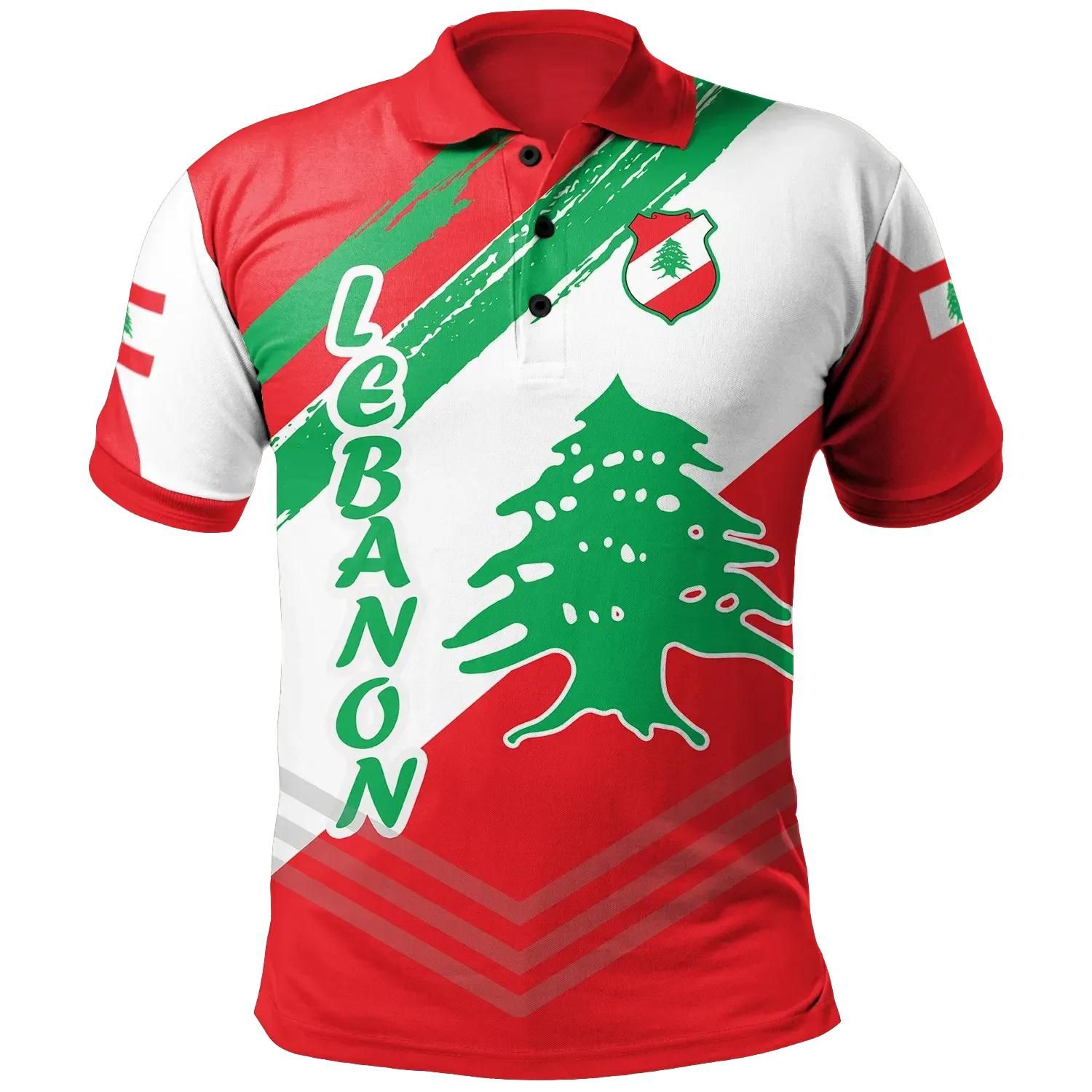 Lebanon Personalised Polo-Shirt - Lebanon Flag Polygon Style - BN1524 Lebanon Personalised Polo-Shirt - Lebanon Flag Polygon Style - BN1524