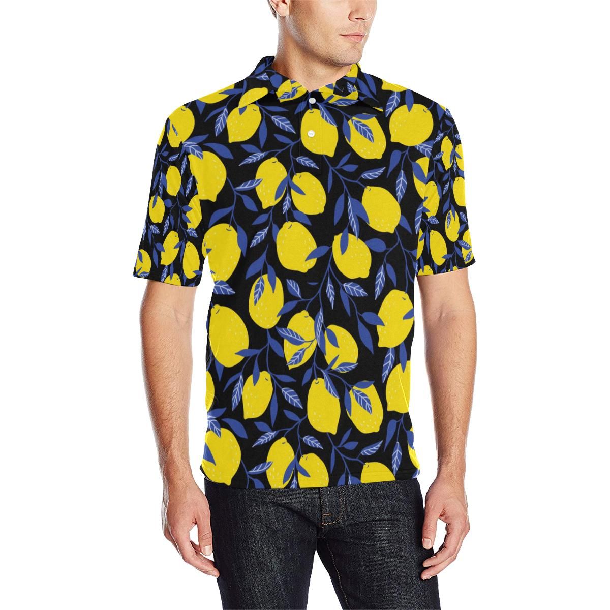 Lemon Pattern Print Design Lm01 Men Polo Shirt Lemon Pattern Print Design Lm01 Men Polo Shirt