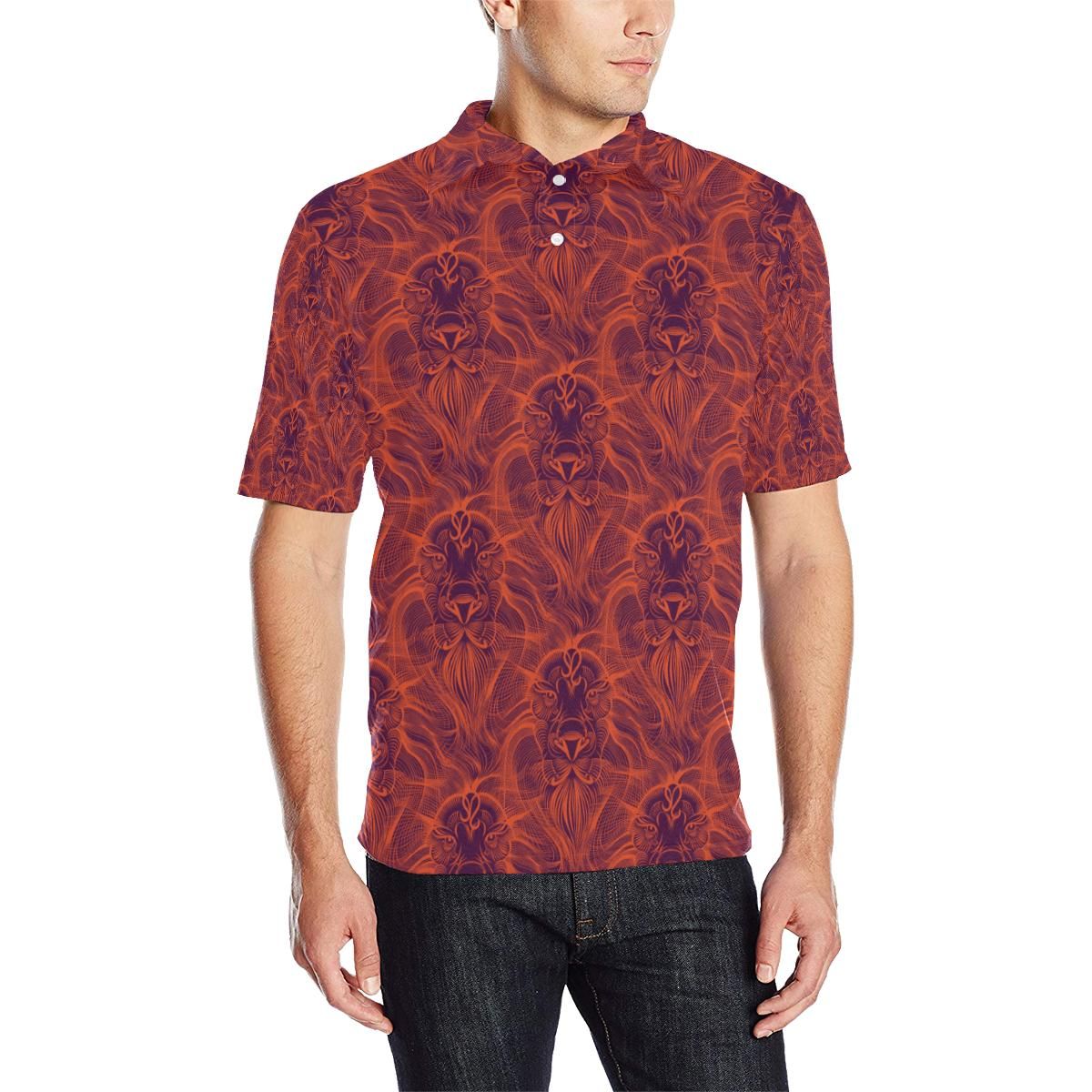 Leo Pattern Print Design 01 Men Polo Shirt Leo Pattern Print Design 01 Men Polo Shirt