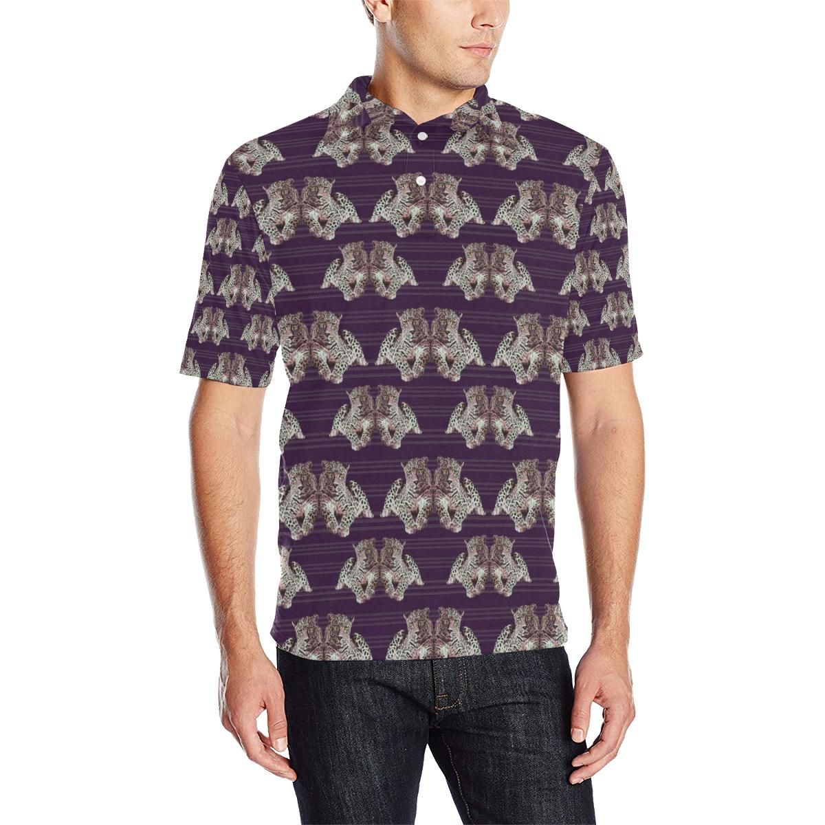 Leopard Pattern Print Design 01 Men Polo Shirt Leopard Pattern Print Design 01 Men Polo Shirt