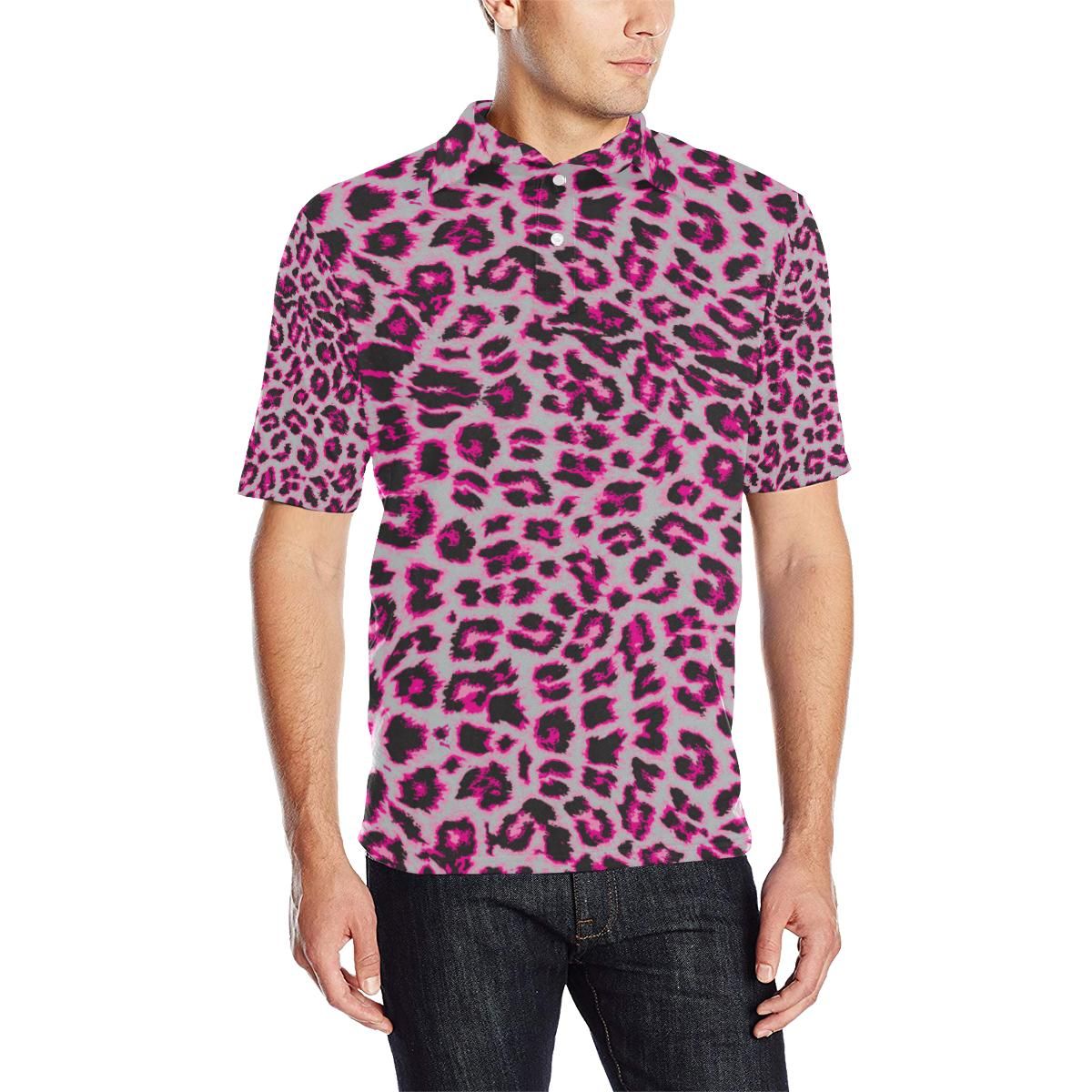 Leopard Pattern Print Design 02 Men Polo Shirt Leopard Pattern Print Design 02 Men Polo Shirt