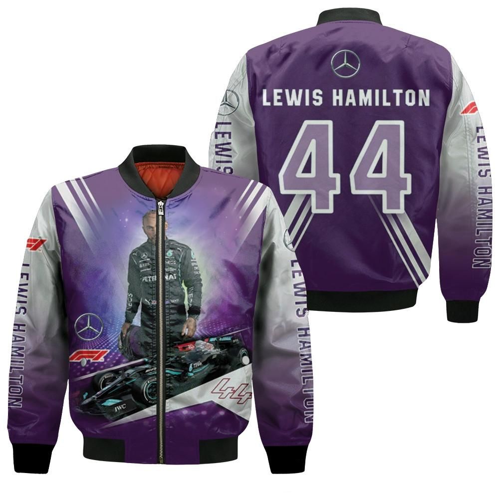 Lewis Hamilton 44 Car Number Formula One Motorsport Racing Driver 3D Designed Allover Gift For Lewis Hamilton Fans Bomber Jacket Lewis Hamilton 44 Car Number Formula One Motorsport Racing Driver 3D Designed Allover Gift For Lewis Hamilton Fans Bomber Jacket