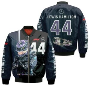 Lewis Hamilton 44 Formula One Mercedes Auto Racing team 3D Designed Allover Gift For Lewis Hamilton Fans Bomber Jacket