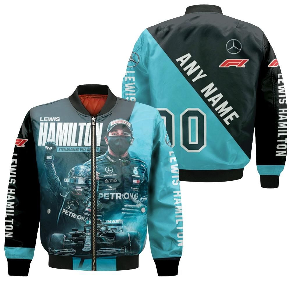 Lewis Hamilton Mercedes Formula One Racing Winner Motorsport Racing Driver 3D Designed Allover Gift With Custom Name Number For Lewis Hamilton Fans Bomber Jacket Lewis Hamilton Mercedes Formula One Racing Winner Motorsport Racing Driver 3D Designed Allover Gift With Custom Name Number For Lewis Hamilton Fans Bomber Jacket