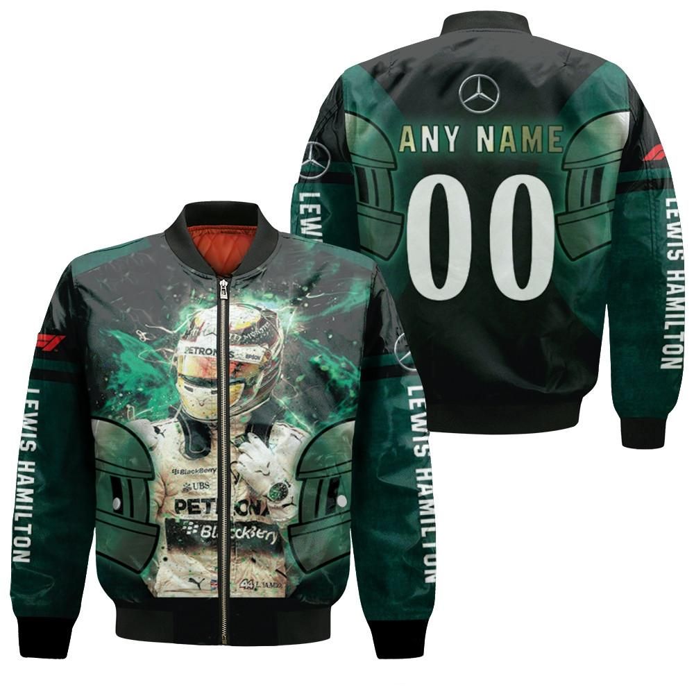 Lewis Hamilton Petronas Blackberry Motorsport Racing Driver 3D Designed Allover Gift With Custom Name Number For Lewis Hamilton Fans Bomber Jacket Lewis Hamilton Petronas Blackberry Motorsport Racing Driver 3D Designed Allover Gift With Custom Name Number For Lewis Hamilton Fans Bomber Jacket