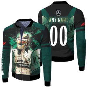 Lewis Hamilton Petronas Blackberry Motorsport Racing Driver 3D Designed Allover Gift With Custom Name Number For Lewis Hamilton Fans Bomber Jacket