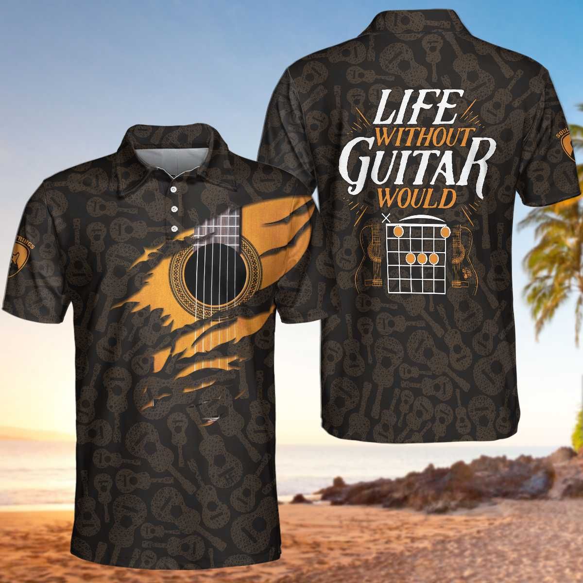 Life Without Guitar Would Be Flat Guitarist Polo Shirt #V Life Without Guitar Would Be Flat Guitarist Polo Shirt #V