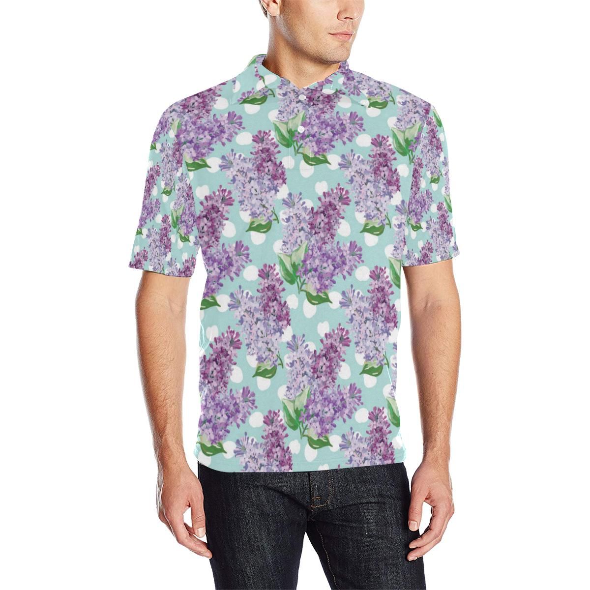 Lilac Pattern Print Design 02 Men Polo Shirt Lilac Pattern Print Design 02 Men Polo Shirt