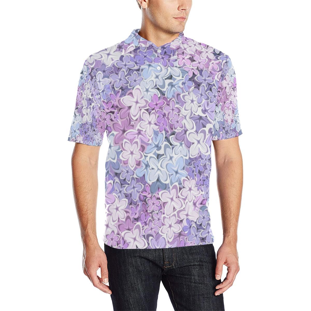 Lilac Pattern Print Design Li01 Men Polo Shirt Lilac Pattern Print Design Li01 Men Polo Shirt