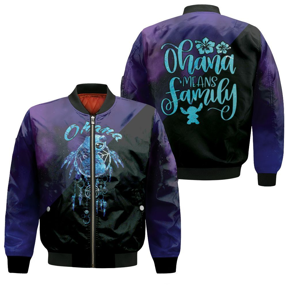 Lilo And Stitch Ohana Means Family Dreamcatcher Galaxy Style 3D Bomber Jacket Lilo And Stitch Ohana Means Family Dreamcatcher Galaxy Style 3D Bomber Jacket