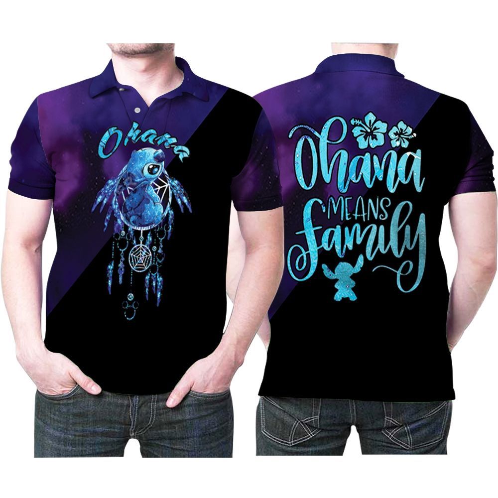Lilo And Stitch Ohana Means Family Dreamcatcher Galaxy Style 3D Polo Shirt Lilo And Stitch Ohana Means Family Dreamcatcher Galaxy Style 3D Polo Shirt