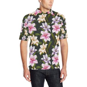 Lily Pattern Print Design Ly01 Men Polo Shirt