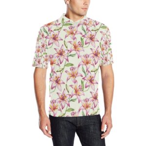Lily Pattern Print Design Ly011 Men Polo Shirt