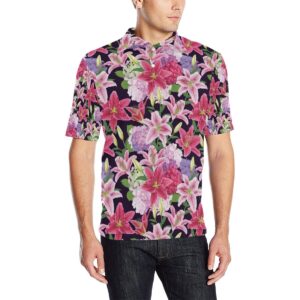 Lily Pattern Print Design Ly017 Men Polo Shirt