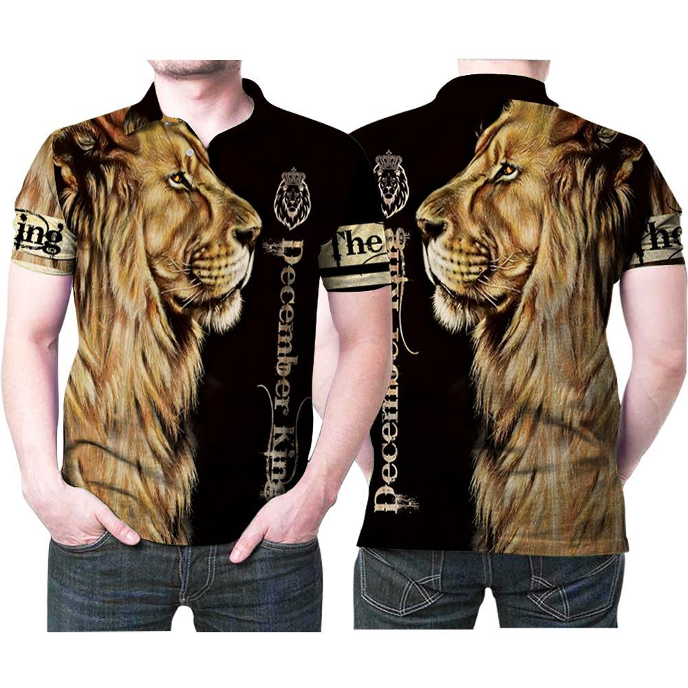 Lion December The King God 3D Printed Gift For December Men Polo Shirt Lion December The King God 3D Printed Gift For December Men Polo Shirt