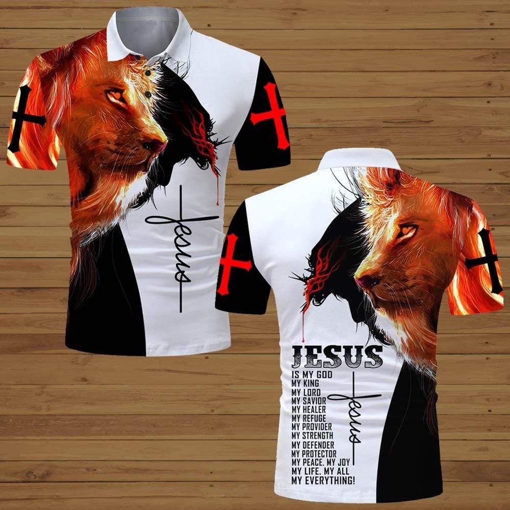 Lion King Jesus Is My God Polo Shirt Lion King Jesus Is My God Polo Shirt
