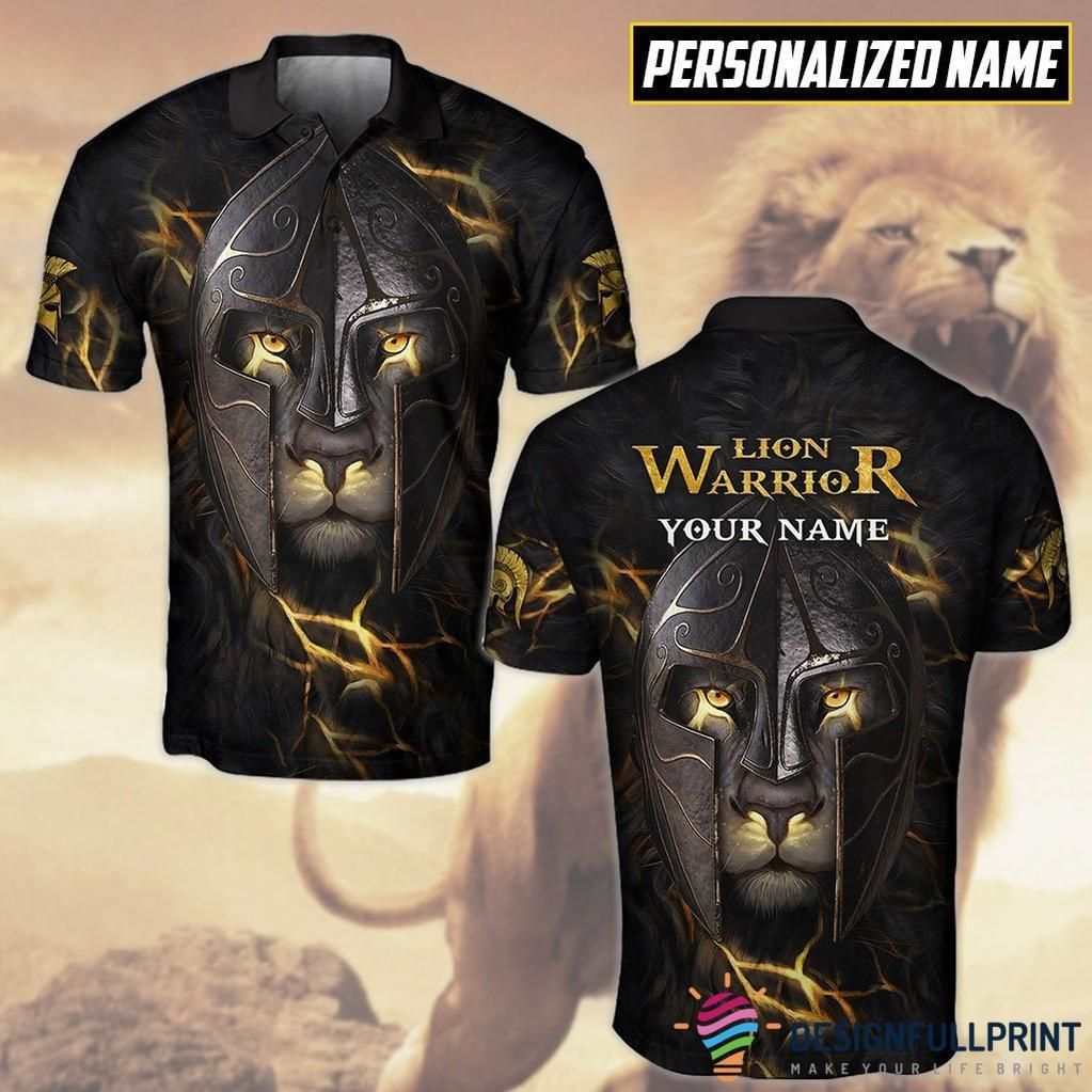 Lion Warrior Gladiator Helmet Personalized Polo Shirt Nhd Lion Warrior Gladiator Helmet Personalized Polo Shirt Nhd